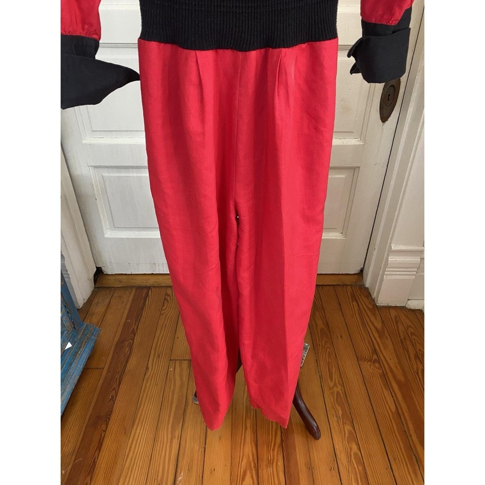 80's Vintage Jumpsuit Side Effects   Red Black Sz S New Wave Punk - Picture 6 of 9